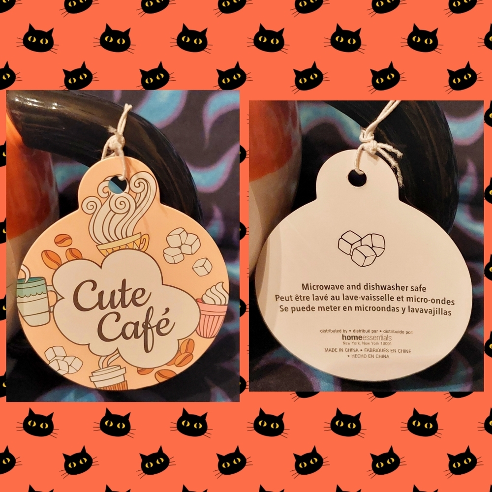 Cute Café by Home Essentials Wht/Multiclr Kitty Head Colorblock Ceramic Mug - Picture 3 of 9